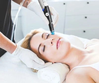 HydraFacial-behandeling: de huid wordt gereinigd met het HydraFacial-apparaat